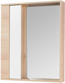 Акватон Зеркальный шкаф Бостон 60 белый глянцевый, дуб эврика – фотография-1